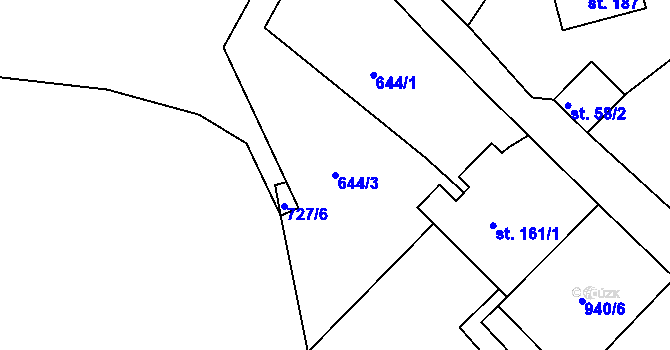Parcela st. 644/3 v KÚ Čankov, Katastrální mapa
