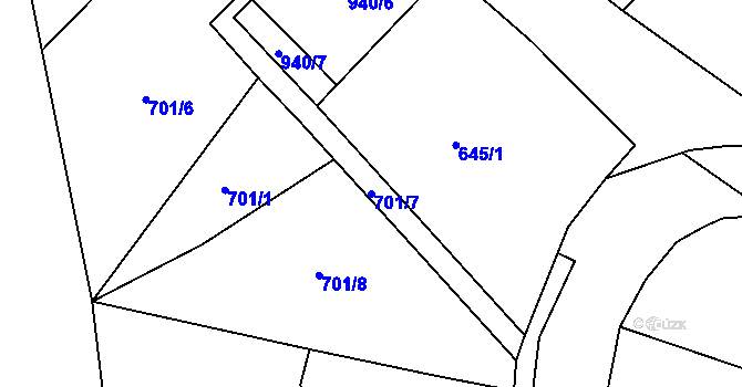 Parcela st. 701/7 v KÚ Čankov, Katastrální mapa