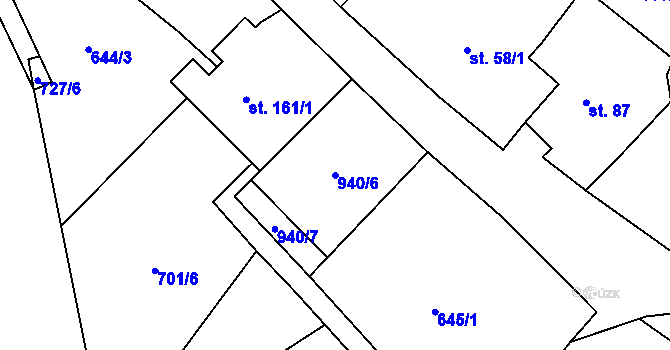 Parcela st. 940/6 v KÚ Čankov, Katastrální mapa