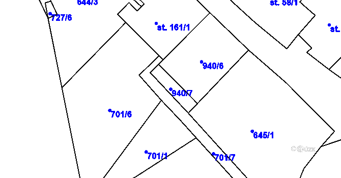Parcela st. 940/7 v KÚ Čankov, Katastrální mapa