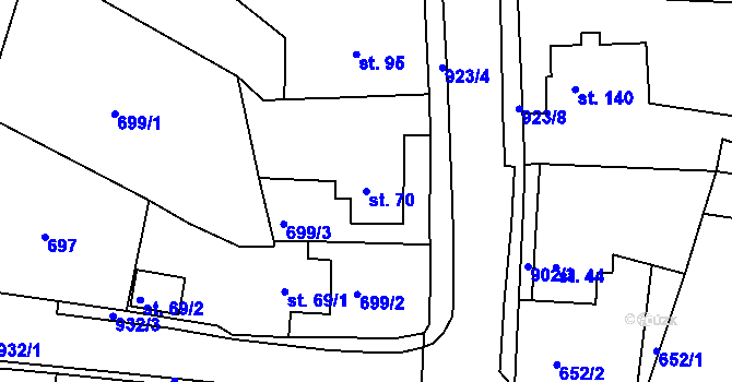 Parcela st. 70 v KÚ Čankov, Katastrální mapa