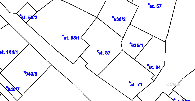 Parcela st. 87 v KÚ Čankov, Katastrální mapa