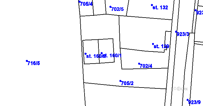 Parcela st. 160/1 v KÚ Čankov, Katastrální mapa