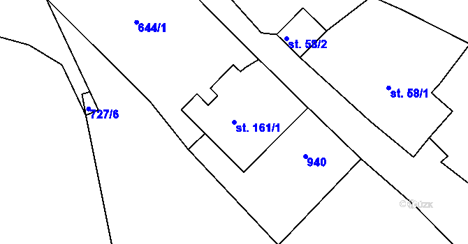 Parcela st. 161/1 v KÚ Čankov, Katastrální mapa