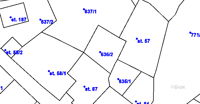 Parcela st. 636/2 v KÚ Čankov, Katastrální mapa