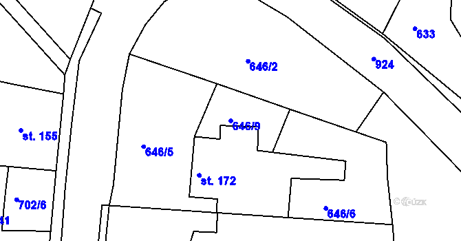 Parcela st. 646/9 v KÚ Čankov, Katastrální mapa