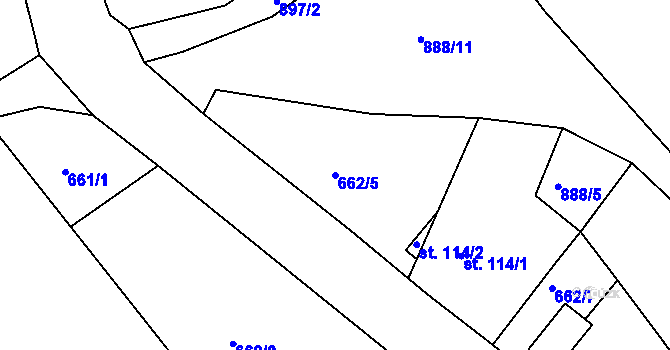 Parcela st. 662/5 v KÚ Čankov, Katastrální mapa