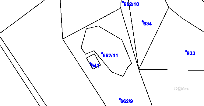 Parcela st. 662/11 v KÚ Čankov, Katastrální mapa