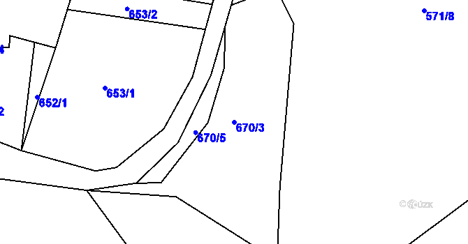 Parcela st. 670/3 v KÚ Čankov, Katastrální mapa