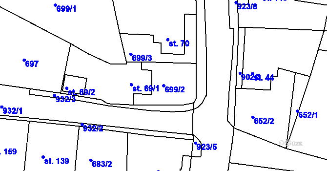Parcela st. 699/2 v KÚ Čankov, Katastrální mapa