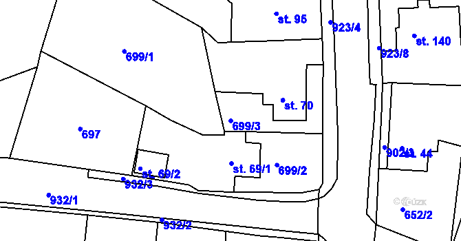 Parcela st. 699/3 v KÚ Čankov, Katastrální mapa