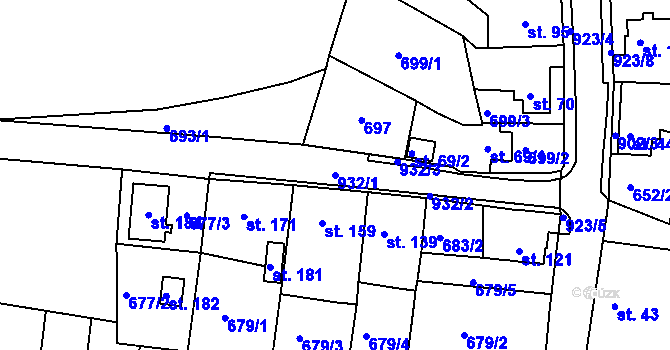 Parcela st. 932/1 v KÚ Čankov, Katastrální mapa