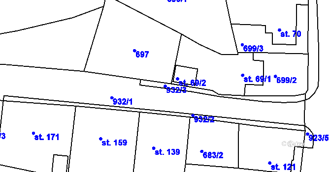 Parcela st. 932/3 v KÚ Čankov, Katastrální mapa