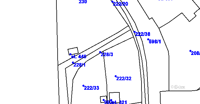 Parcela st. 228/3 v KÚ Sedlec u Karlových Var, Katastrální mapa