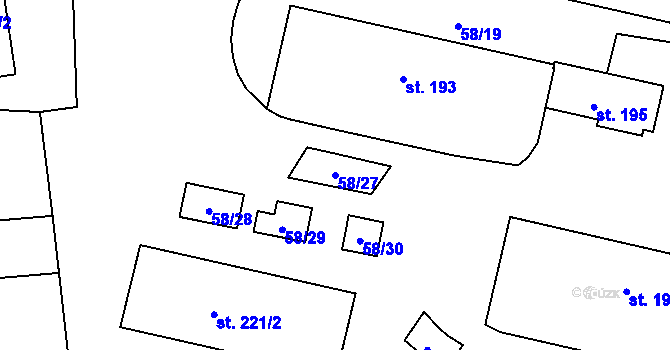 Parcela st. 58/27 v KÚ Sedlec u Karlových Var, Katastrální mapa