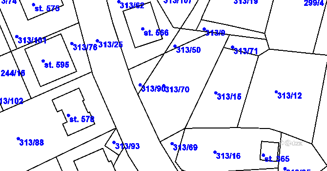 Parcela st. 313/70 v KÚ Sedlec u Karlových Var, Katastrální mapa