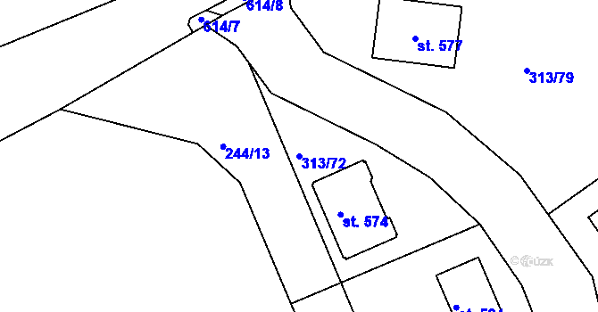 Parcela st. 313/72 v KÚ Sedlec u Karlových Var, Katastrální mapa