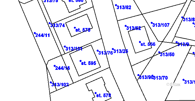 Parcela st. 313/76 v KÚ Sedlec u Karlových Var, Katastrální mapa