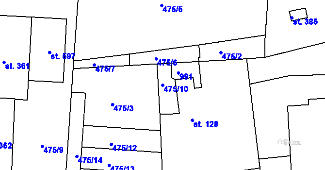 Parcela st. 475/10 v KÚ Sedlec u Karlových Var, Katastrální mapa
