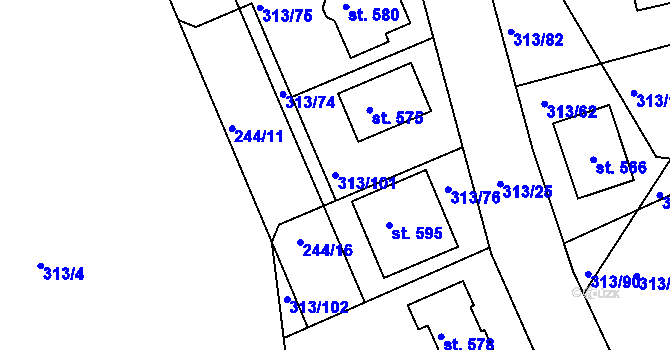 Parcela st. 313/101 v KÚ Sedlec u Karlových Var, Katastrální mapa