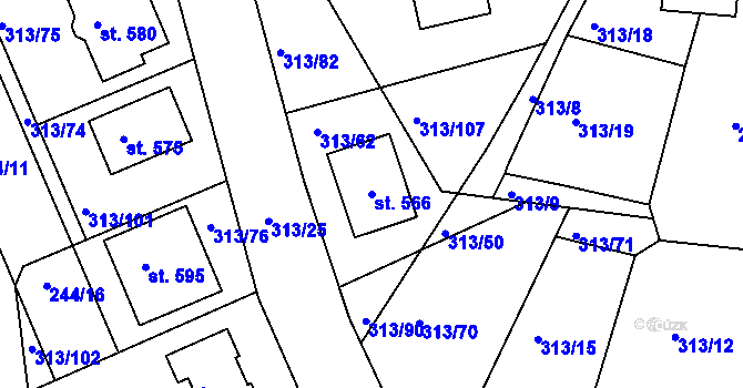 Parcela st. 566 v KÚ Sedlec u Karlových Var, Katastrální mapa