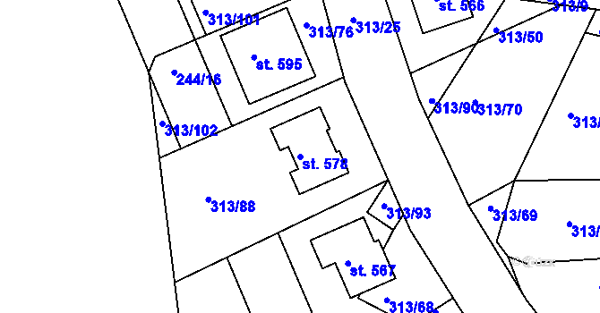 Parcela st. 578 v KÚ Sedlec u Karlových Var, Katastrální mapa