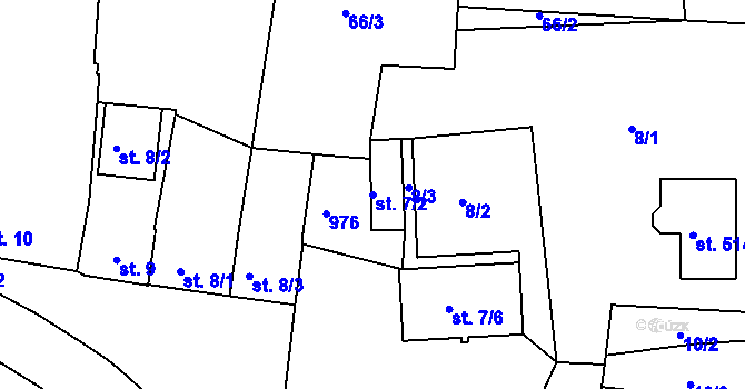 Parcela st. 7/2 v KÚ Sedlec u Karlových Var, Katastrální mapa