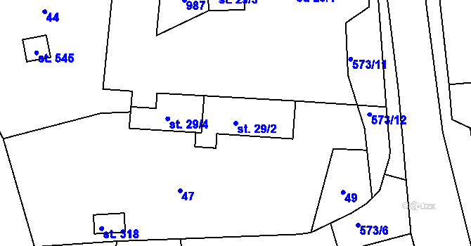 Parcela st. 29/2 v KÚ Sedlec u Karlových Var, Katastrální mapa