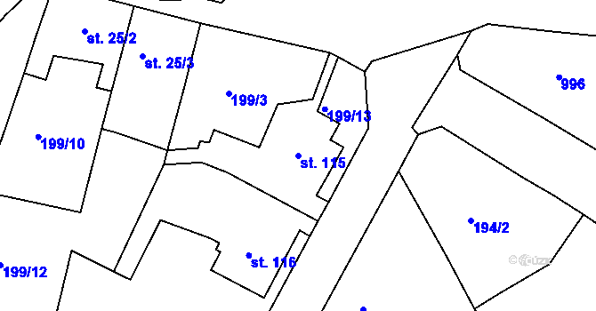 Parcela st. 115 v KÚ Sedlec u Karlových Var, Katastrální mapa