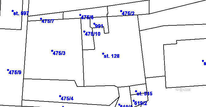 Parcela st. 128 v KÚ Sedlec u Karlových Var, Katastrální mapa