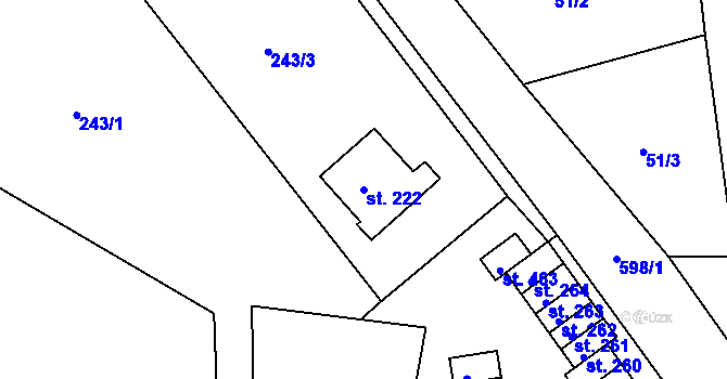 Parcela st. 222 v KÚ Sedlec u Karlových Var, Katastrální mapa