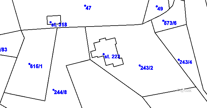 Parcela st. 223 v KÚ Sedlec u Karlových Var, Katastrální mapa