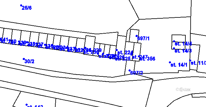 Parcela st. 227 v KÚ Sedlec u Karlových Var, Katastrální mapa