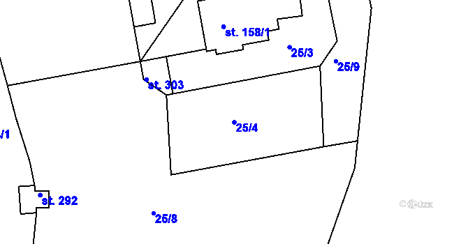 Parcela st. 25/4 v KÚ Sedlec u Karlových Var, Katastrální mapa