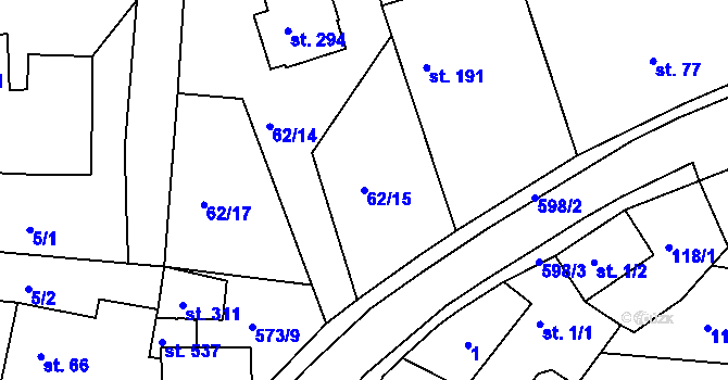 Parcela st. 62/15 v KÚ Sedlec u Karlových Var, Katastrální mapa