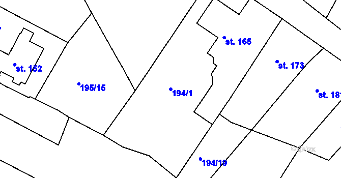 Parcela st. 194/1 v KÚ Sedlec u Karlových Var, Katastrální mapa