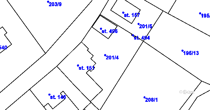 Parcela st. 201/4 v KÚ Sedlec u Karlových Var, Katastrální mapa