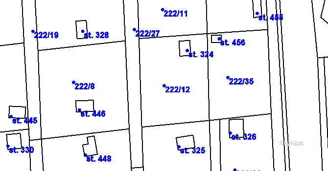 Parcela st. 222/12 v KÚ Sedlec u Karlových Var, Katastrální mapa