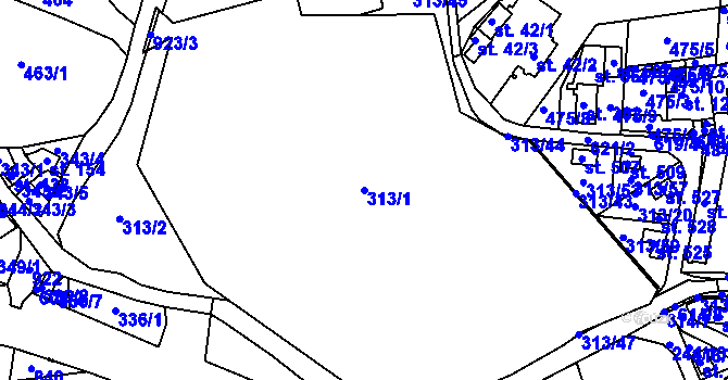Parcela st. 313/1 v KÚ Sedlec u Karlových Var, Katastrální mapa
