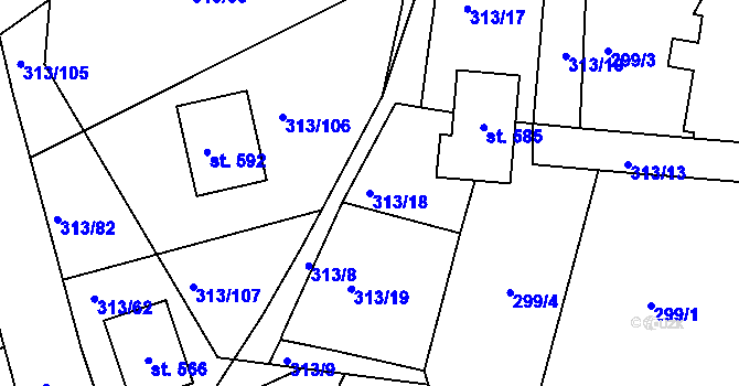 Parcela st. 313/18 v KÚ Sedlec u Karlových Var, Katastrální mapa