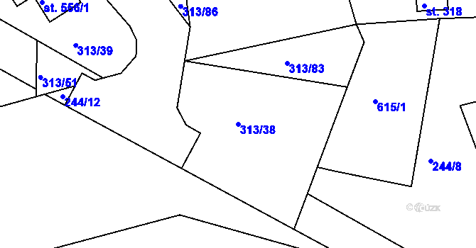 Parcela st. 313/38 v KÚ Sedlec u Karlových Var, Katastrální mapa