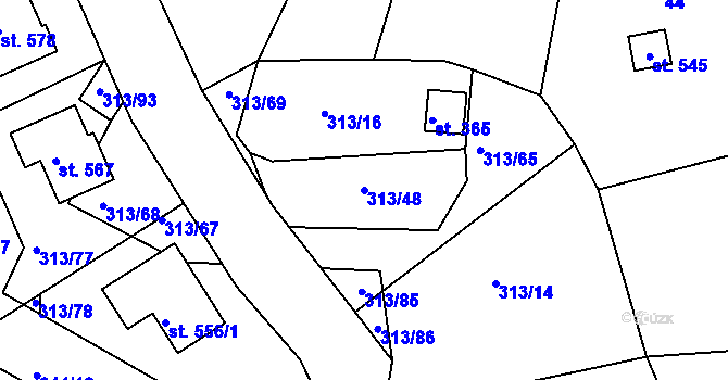 Parcela st. 313/48 v KÚ Sedlec u Karlových Var, Katastrální mapa