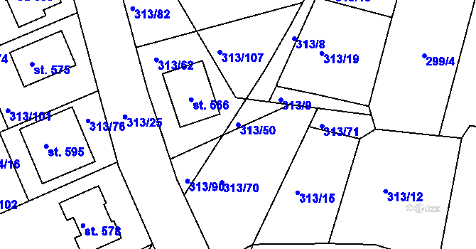Parcela st. 313/50 v KÚ Sedlec u Karlových Var, Katastrální mapa