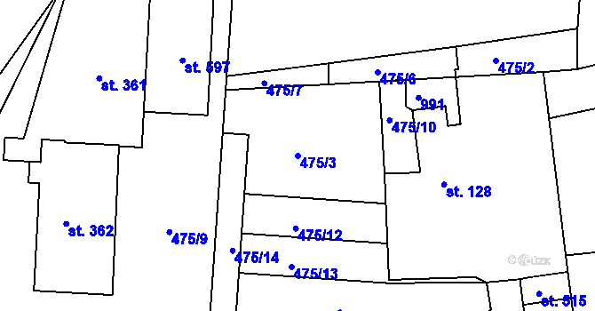 Parcela st. 475/3 v KÚ Sedlec u Karlových Var, Katastrální mapa