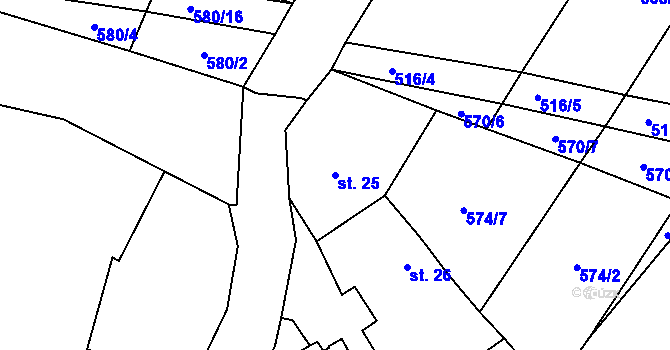 Parcela st. 25 v KÚ Sedlec u Libochovic, Katastrální mapa