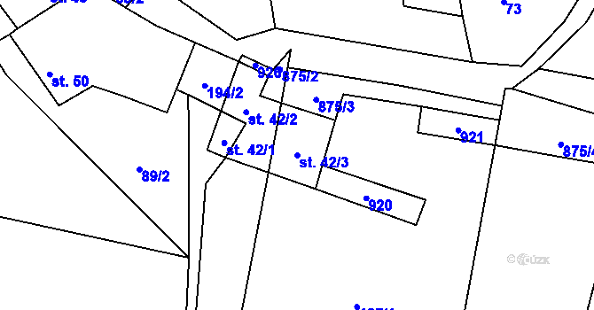 Parcela st. 42/3 v KÚ Sedlec u Libochovic, Katastrální mapa