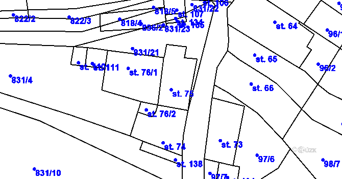 Parcela st. 75 v KÚ Sedlec u Libochovic, Katastrální mapa