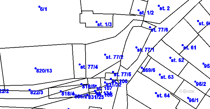 Parcela st. 77/2 v KÚ Sedlec u Libochovic, Katastrální mapa