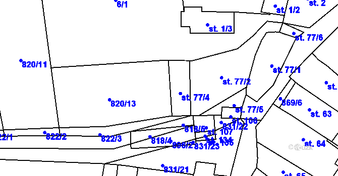 Parcela st. 77/3 v KÚ Sedlec u Libochovic, Katastrální mapa