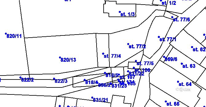 Parcela st. 77/4 v KÚ Sedlec u Libochovic, Katastrální mapa